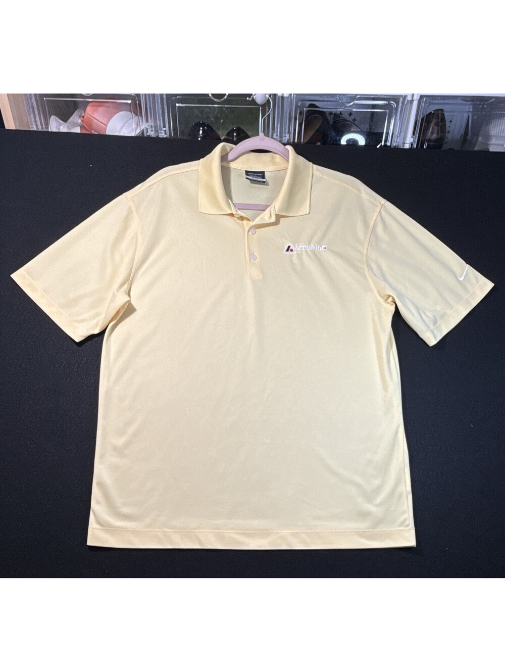 Nike Golf Dri-FIT Men's Yellow Solid Polo Shirt M Short Sleeve Moisture Wicking